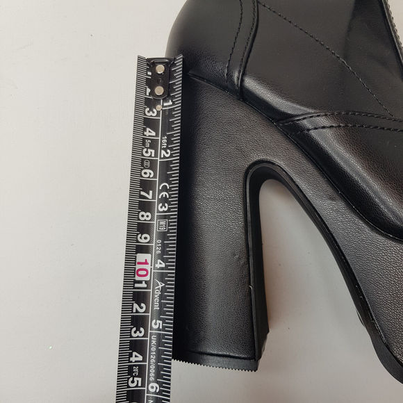 Shellys Nova Platform Boots EU 38 UK 5 Black Sock Vegan PU Party Statement BN - Picture 10 of 15